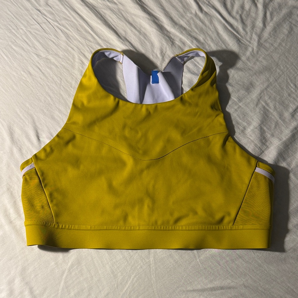 Brooks High-Neck Yellow Sports Bra with Racerback